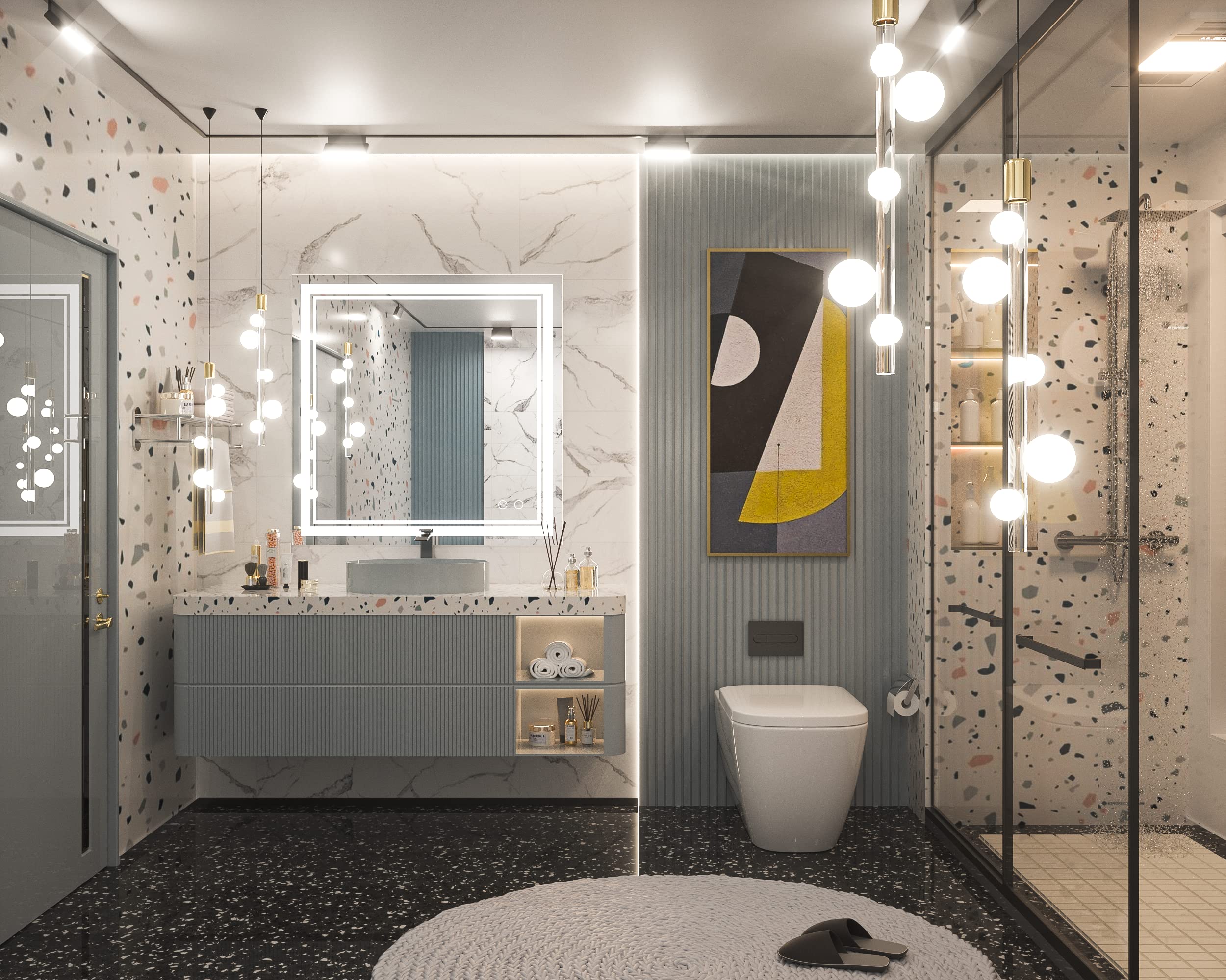 LED Bathroom Mirror, Square LED Vanity Mirror