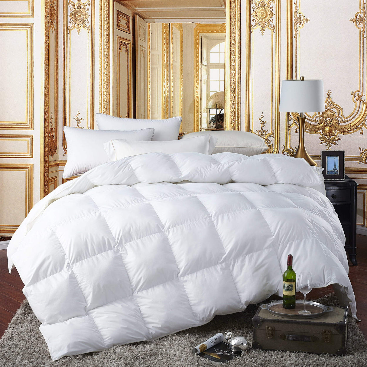 All-Season Queen Size Luxury Siberian Goose Down Comforter Duvet Insert 1200 Thread