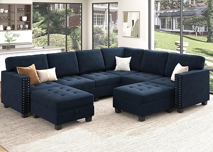 4-in-1 Convertible Sleeper Sectional Sofa with Adjustable Backrest – 7/8/9 Seaters