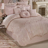 Touch of Class Romantic Princess Blush Oversized Jacquard Woven Scrollwork Comforter Set Queen