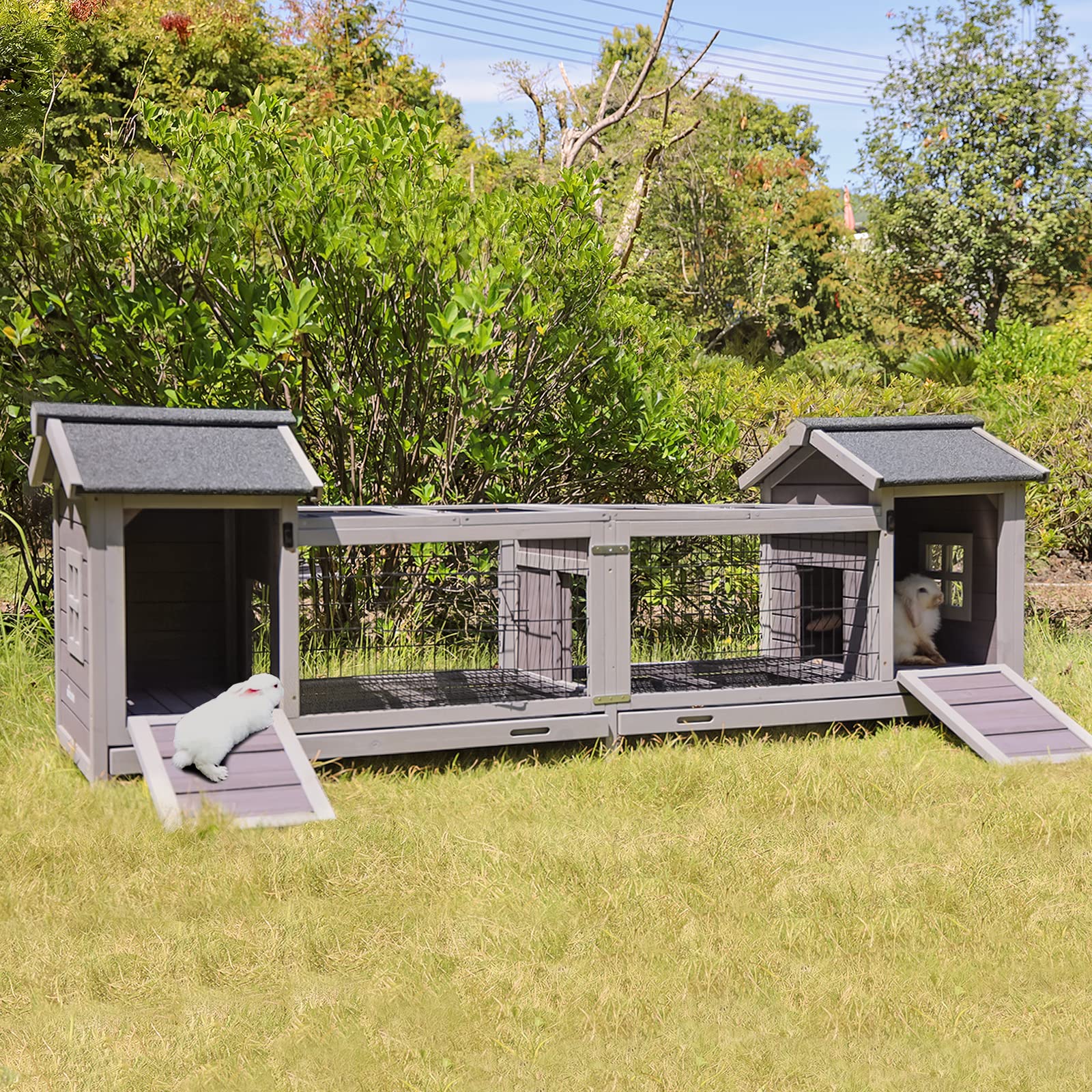Rabbit Hutch Indoor Outdoor Bunny Cage Upgrade Large Space for Rabbit,Guinea Pig
