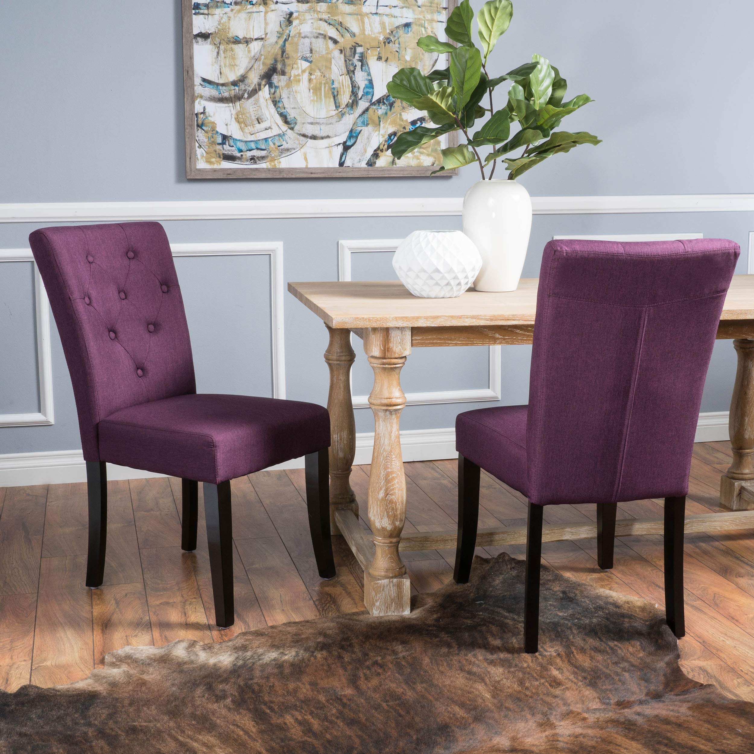 Nyomi Fabric Dining Chair, Deep Purple(pack of 2)