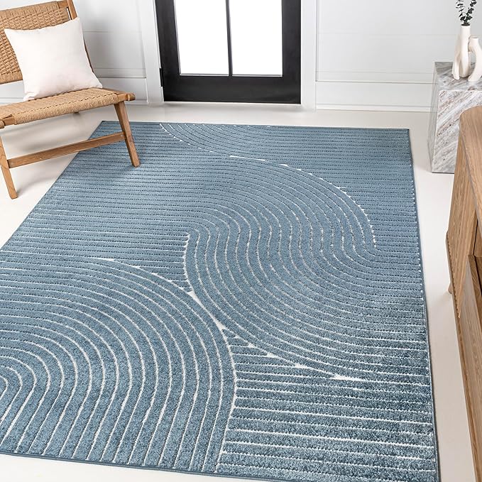 SCN100A-8 Skagen High-Low Minimalist Curve Geometric Indoor/Outdoor Area Rug