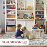 9x12 Becca Traditional Tiled Area Rug - Charcoal Faded Transitional Design