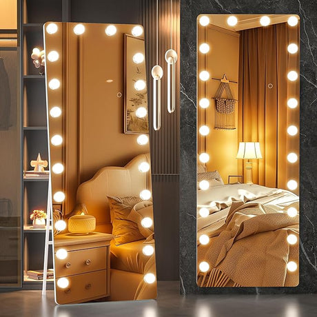 Full Length Mirror with Lights, 65" x 22" Led Standing Mirror,