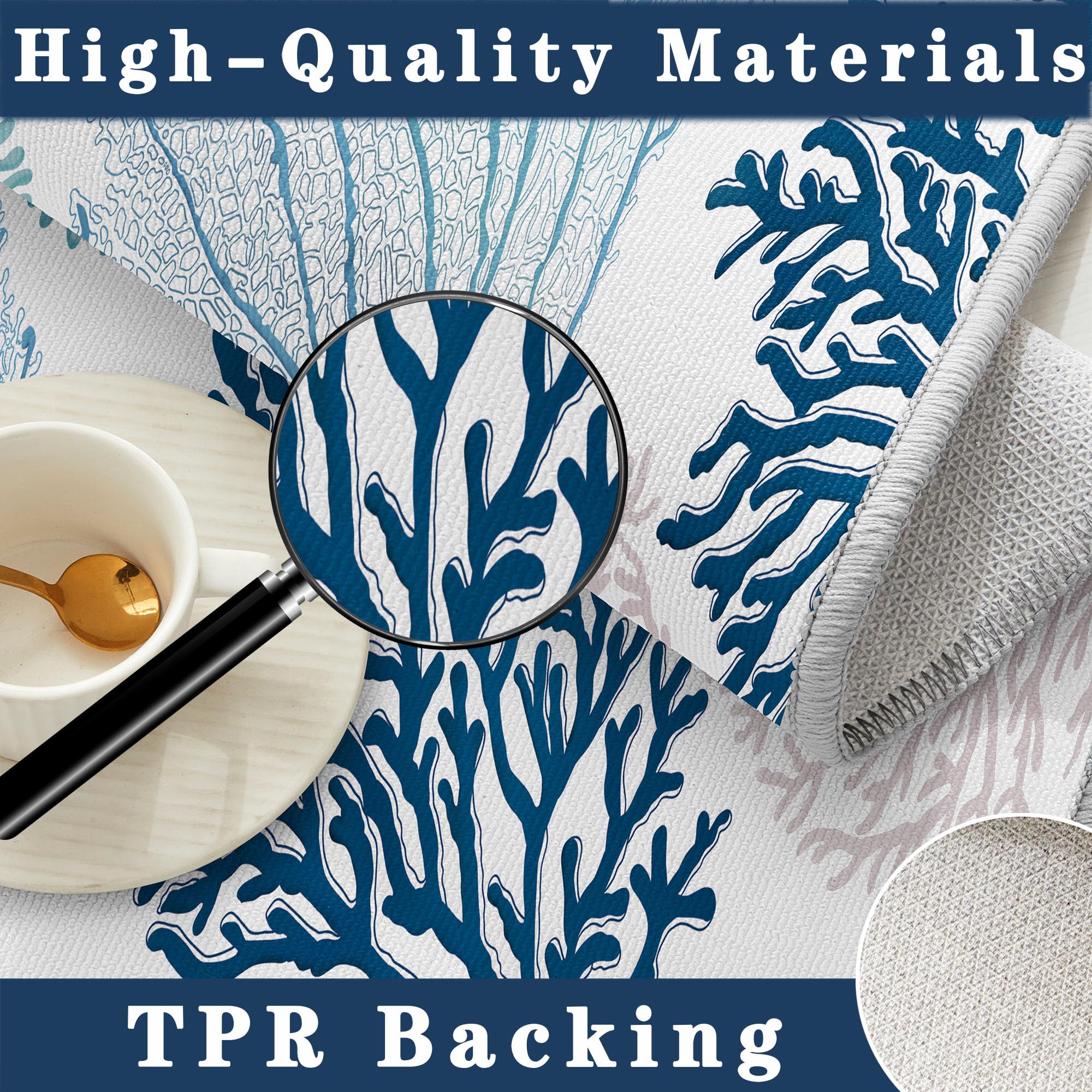 Coastal Area Rug Beach Rugs Non-Slip Nautical Coral Machine Washable Rugs Modern Floor Carpet for Bathroom Laundry Bedroom Living Room, 5x7