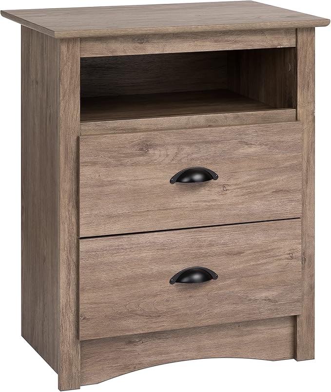 Fremont 2 Drawer Nightstand: Elegant Bedroom Furniture, Bedside Table with Open Shelf