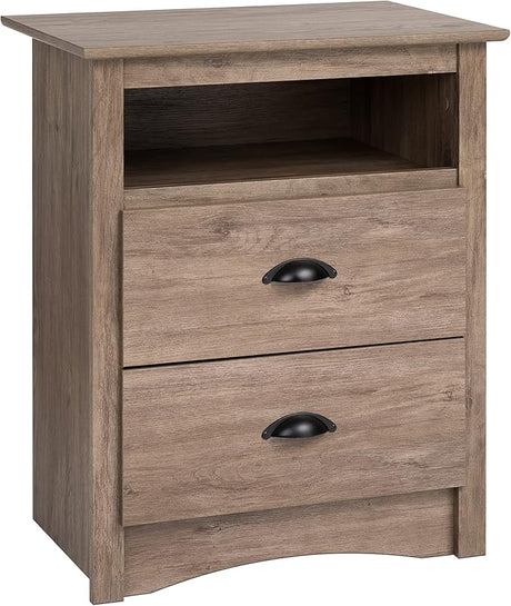 Fremont 2 Drawer Nightstand: Elegant Bedroom Furniture, Bedside Table with Open Shelf