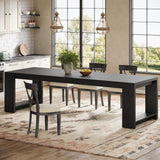 86.61-Inch Dining Table for 6-8 People - Modern Farmhouse Rectangular Kitchen Table with Pedestal Base