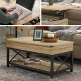 Steel River Lift-top Coffee Table, L: 41.30" x W: 22.32" x H: 18.58", Milled Mesquite Finish