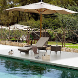 Patio Chaise Lounge Set 3 Pieces with Adjustable Backrest and Removable Cushion
