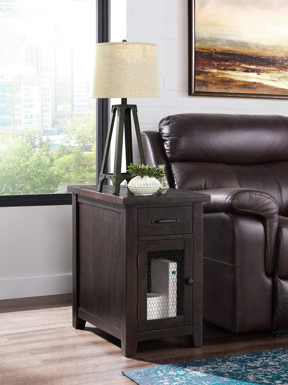 Rustic Chairside Table, Espresso