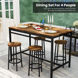 5-Piece Dining Table Set, Kitchen Table and Chairs Set for 4, Industrial Outdoor Bar Table