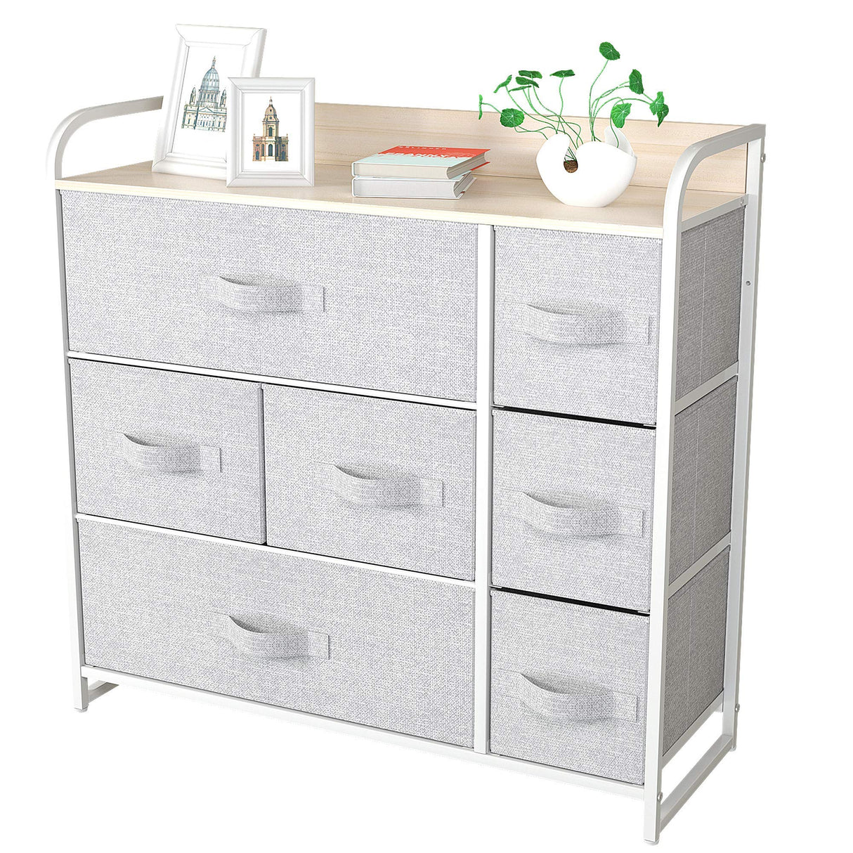 Fabric Dresser with 7 Drawers- Furniture Storage Tower, Chest of Drawer