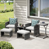 6 Piece Patio Furniture Conversation Set with Ottoman