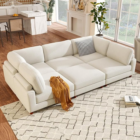 Free Combination Convertible Modular Sectional Sofa with Movable Ottomans ,