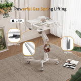 Mobile Standing Desk, 28 inch Small Height Adjustable Rolling Laptop Desk,