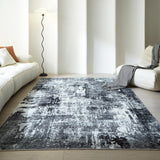 Rugcomf 6x9 Rug Washable Bedroom Rug Large Soft Area Rug Abstract Pattern Non-Slip Faux Wool Vintage Rug for Living Room, Farmhouse, Dining Room, Kids Playroom, Grey and Black