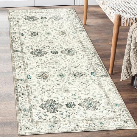 Machine Washable Area Rug Runner - Living Room Bedroom Bathroom Kitchen Entryway Office