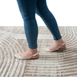 Cream Mid-Century Modern Area Rug 6' x 9' - Durable & Pet-Friendly