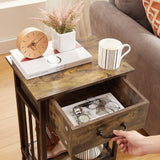 Nightstands, Industrial Side Table/End Tables with Drawer and Storage Shelf, Night Stands