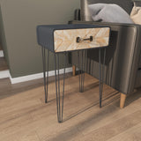 Metal Side End Accent Table Single Drawer End Table, Side Table 17" x 12" x 26", Black