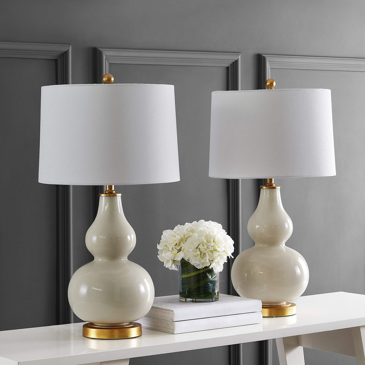 Lighting Collection Karlen Modern Contemporary Cream/ Gold Leaf Double Gourd