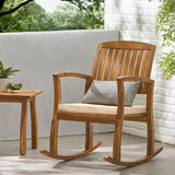 Selma Acacia Rocking Chair with Cushion, Teak Finish