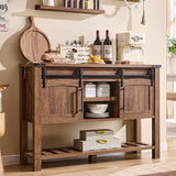 Farmhouse Entryway Table with Sliding Arch Doors, 46" Rustic Console Table