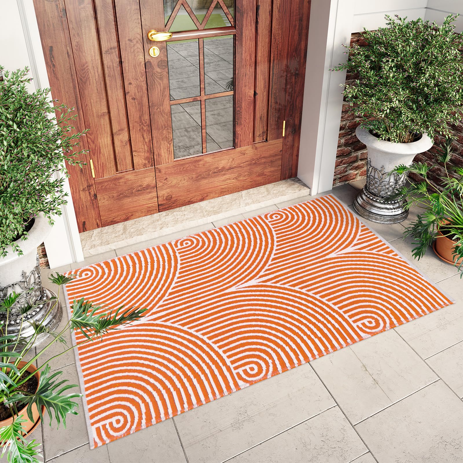 Small Outdoor Rug 3'x5', Front Door Mat Outdoor Entrance Machine Washable Rugs Cotton