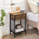 Nightstands, Industrial Side Table/End Tables with Drawer and Storage Shelf, Night Stands