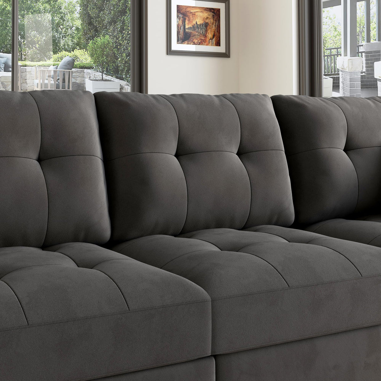 Modular Sectional Sofa with Storage Velvet U Shaped Couch with Reversible Chaises