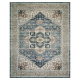 Washable Area Rugs Living Room - 9x12 Large Soft Machine Wash Low Pile Non-Slip Area Rugs, Vintage Neutral Carpet for Dining Room Bedroom Indoor Home Dorm Office Farmhouse Decor Blue