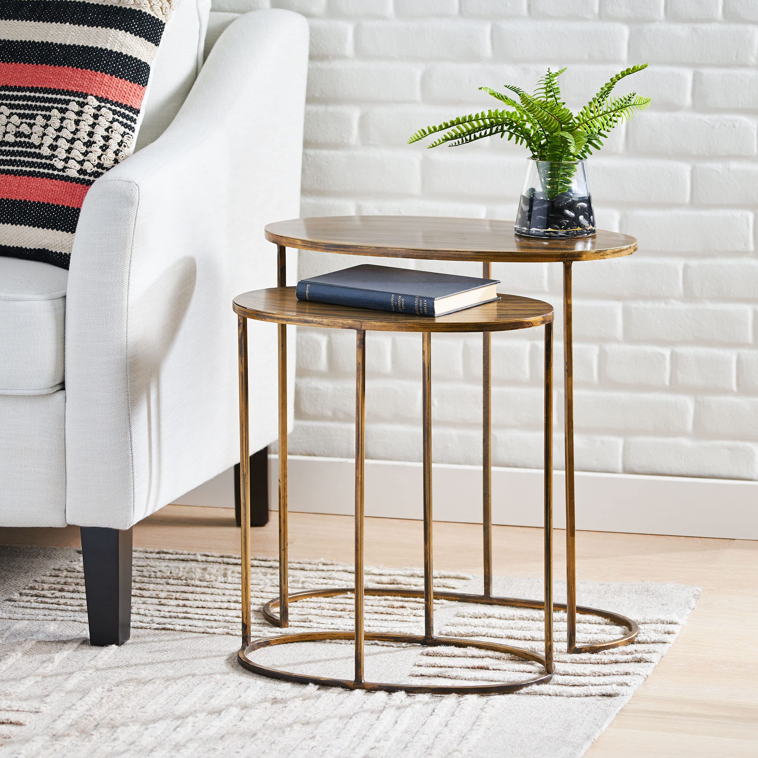 Wilsey Nesting Table, Brass Antique