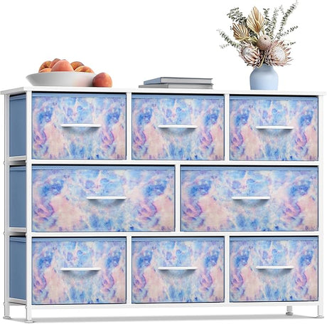 Kids Dresser with 8 Drawers - Chest Organizer Unit with Steel Frame Wood Top & Handle