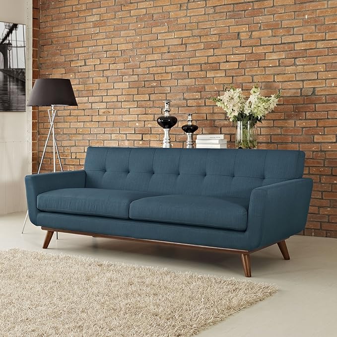 Engage Mid-Century Modern Upholstered Fabric Sofa in Expectation Gray