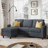 L Shaped Couch with Linen Fabric,Convertible, Reversible Sectional Sofa for Small Space