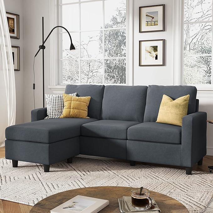 Convertible Sectional Sofa, L Shaped Couch with Linen Fabric