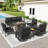 Aluminum Patio Furniture Set with Propane Fire Pit Table