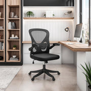 Mesh Task Office Chair with Flip Up Arms. Color: Black, Mid-Back