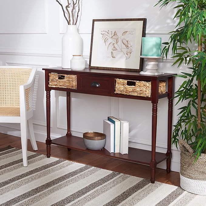 Home Collection Christa Vintage White 3-Drawer Storage Console Table