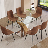 63" Modern Glass Dining Table Set for 6 with Chairs, Dining Room Table Set