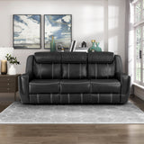 Double Recliner Sofa, Faux Leather Reclining Sofa With Center Drop-Down Cup Holders,