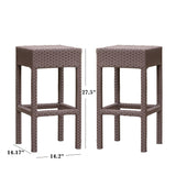 Milton Outdoor Wicker Backless Bar Stools, 2-Pcs Set, Dark Brown