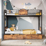 Bunk Bed Twin Over Twin with Ladder and MDF Board Guardrail