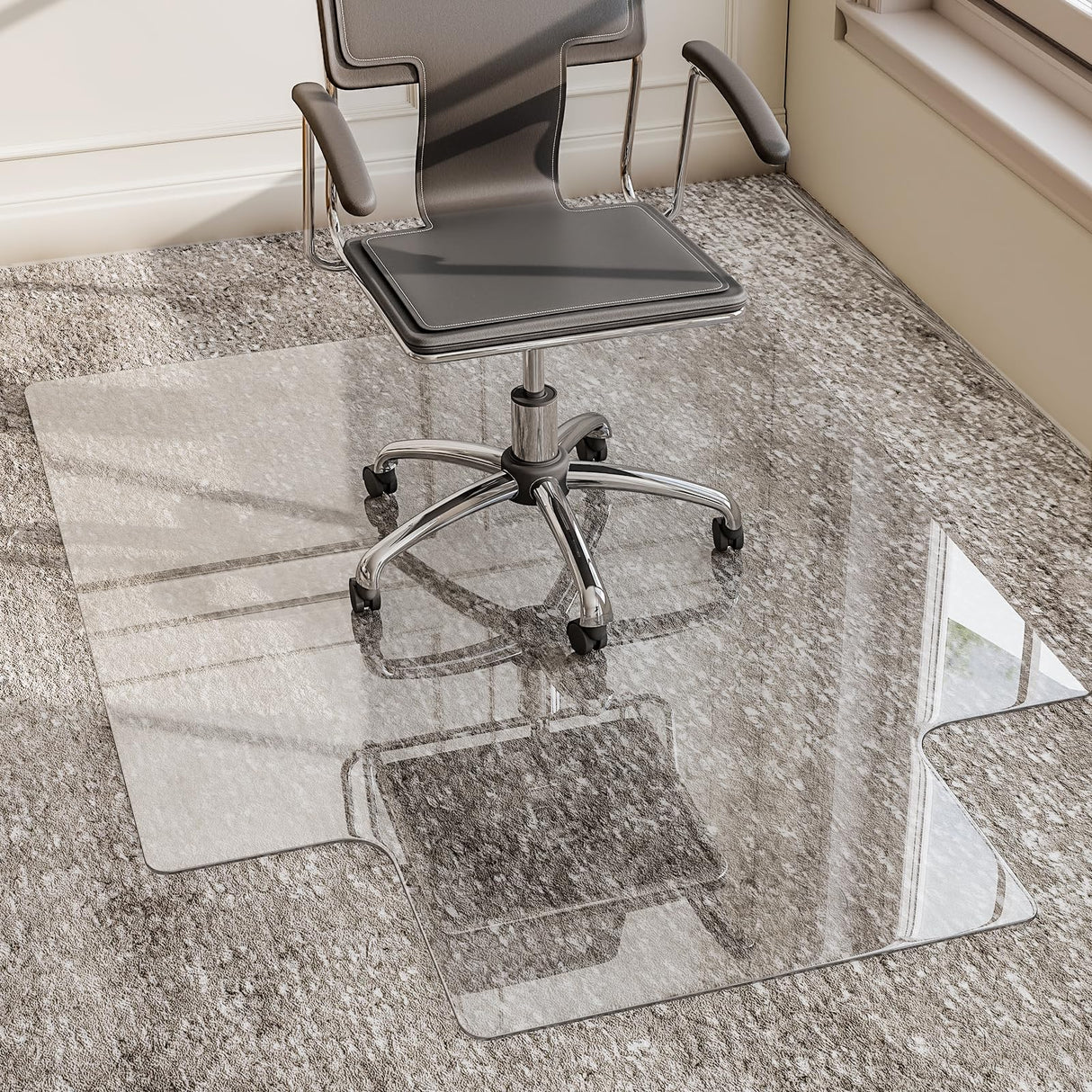 Irregular Tempered Glass Floor Mat - 45" x 53" Office Chair Mat