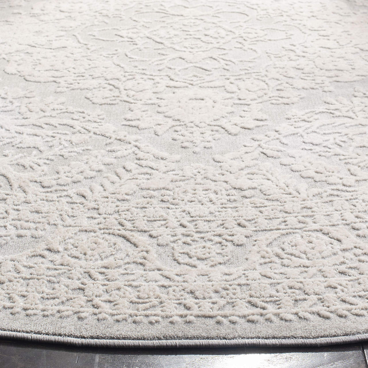 SAFAVIEH Reflection Collection 3' Round Light Grey/Cream RFT668G French Country Oriental Area Rug
