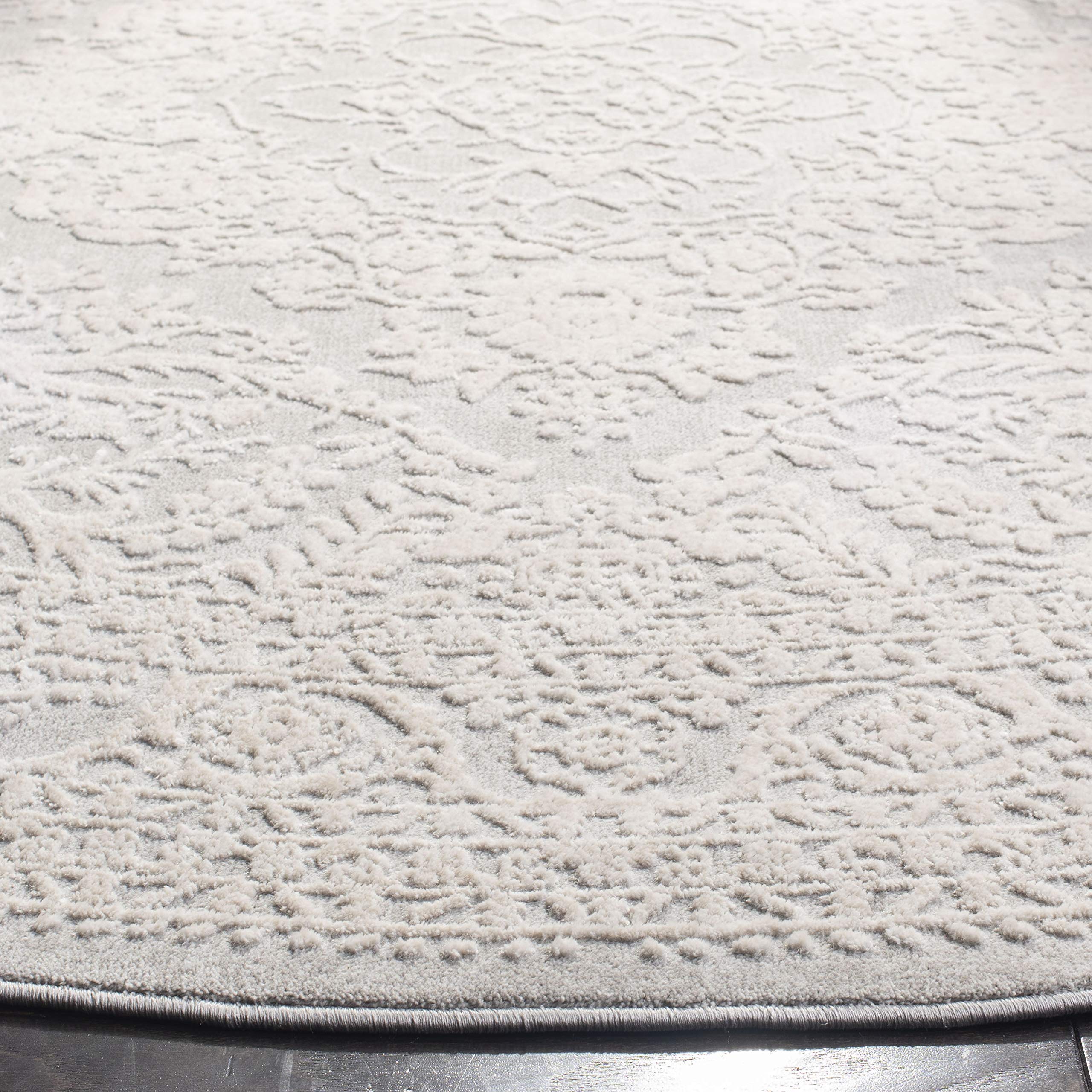 SAFAVIEH Reflection Collection 3' Round Light Grey/Cream RFT668G French Country Oriental Area Rug