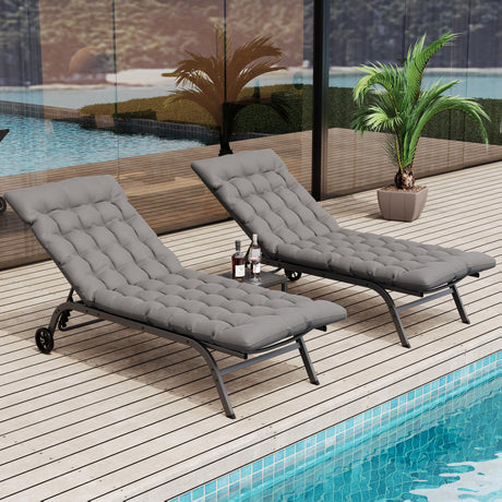 Chaise Lounge Outdoor Set of 3, Aluminum Lounge Chairs ,Deck