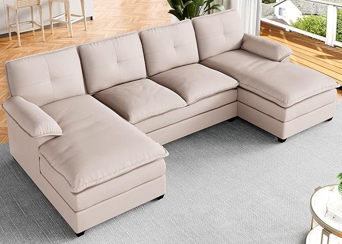 Sectional Couches for Living Room, U Shaped Couch 110in Sectional Sofa,